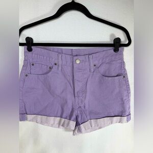 Levi's 501 Purple Denim Shorts Button Fly. Size 29.